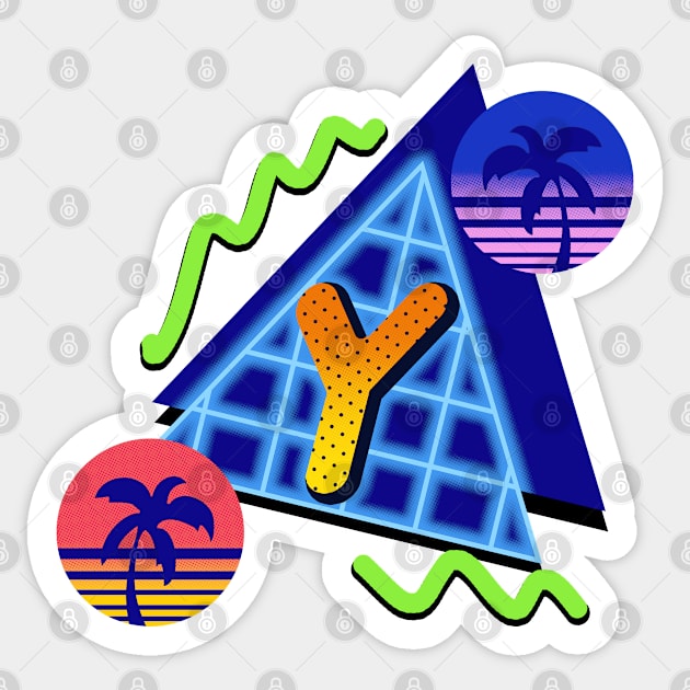 Initial Letter Y - 80s Synth Sticker by VixenwithStripes